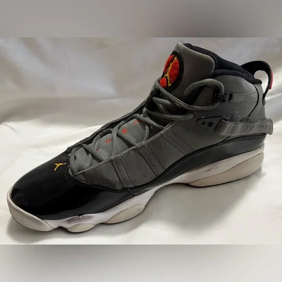 Air Jordan 6 Rings Smoke Grey,Black and Red Sneakers Size 14 - Picture 2 of 8